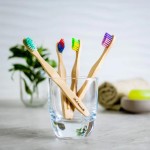Brosse à dent en bois de bambou pour enfants vert, fait au Québec par Ola Bamboo, un choix écologique
